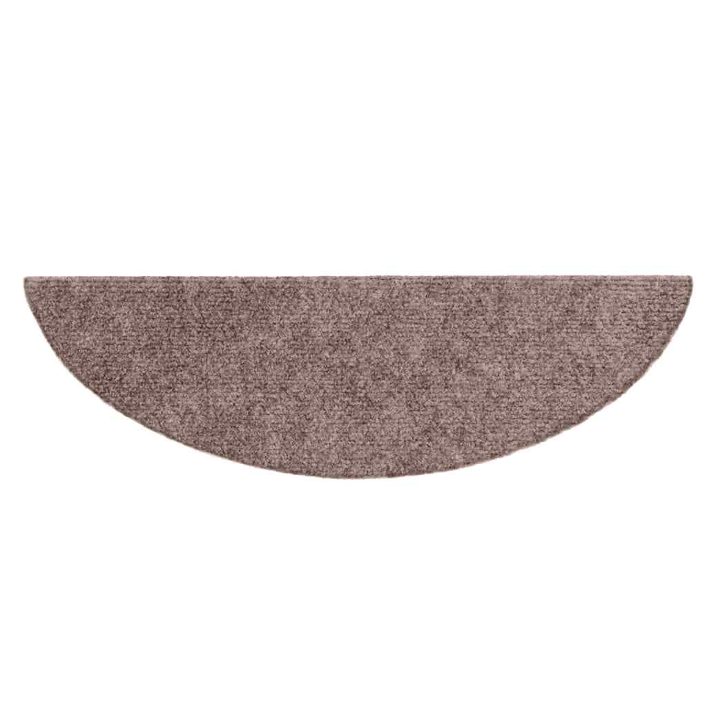 Tapetes de escada autoadesivos 15 peças 56x17x3 cm marrom claro meia-lua