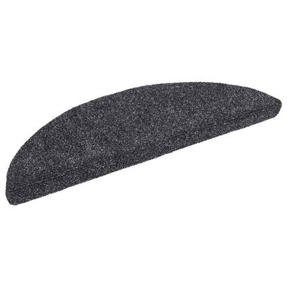 Tapetes de escada autoadesivos 15 peças 56x17x3 cm cinza escuro semicircular