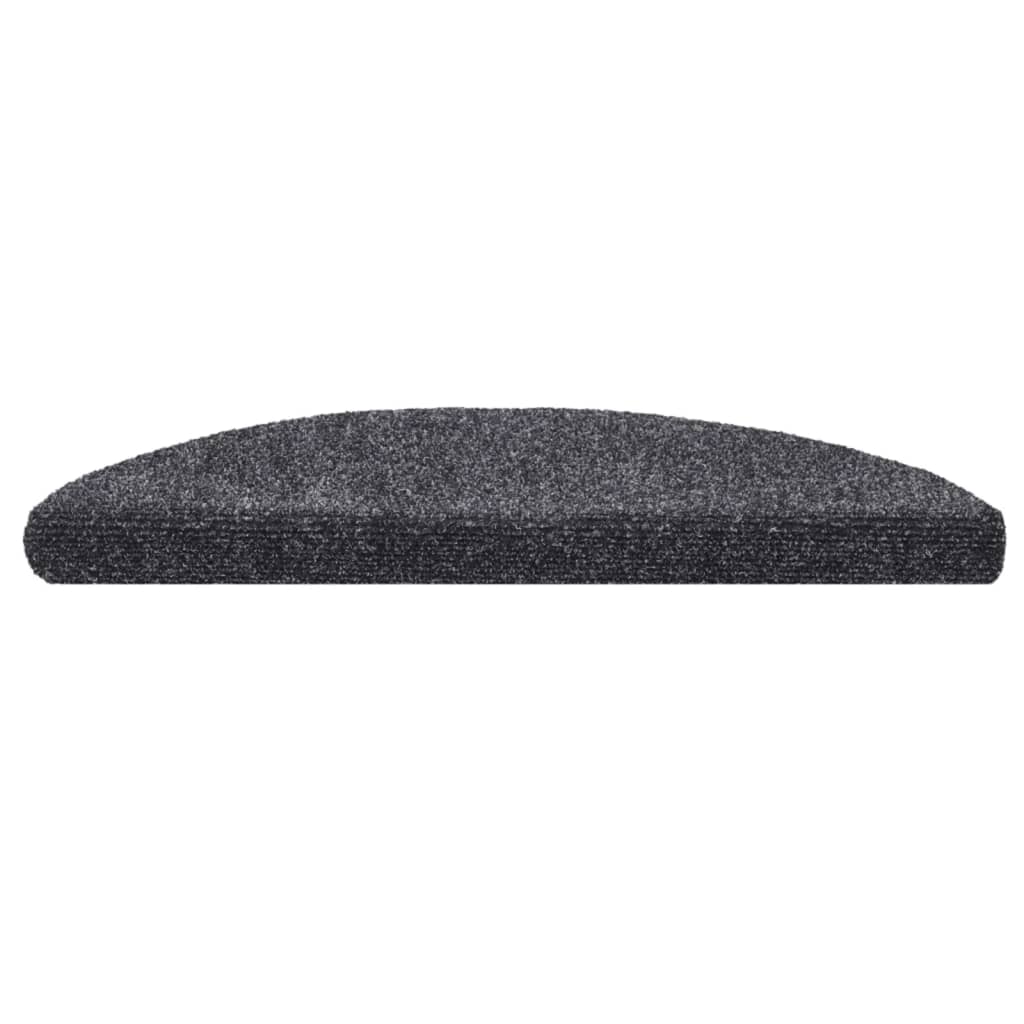 Tapetes de escada autoadesivos 15 peças 56x17x3 cm cinza escuro semicircular