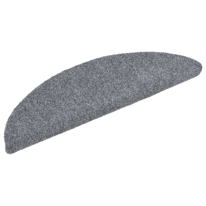 Tapetes de escada autoadesivos 15 peças 56x17x3 cm cinza claro semicircular