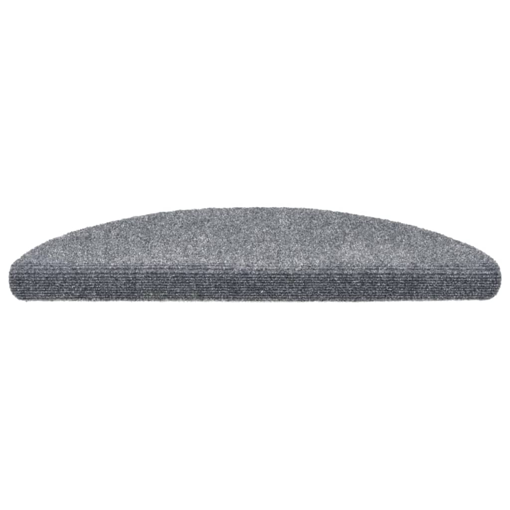 Tapetes de escada autoadesivos 15 peças 56x17x3 cm cinza claro semicircular