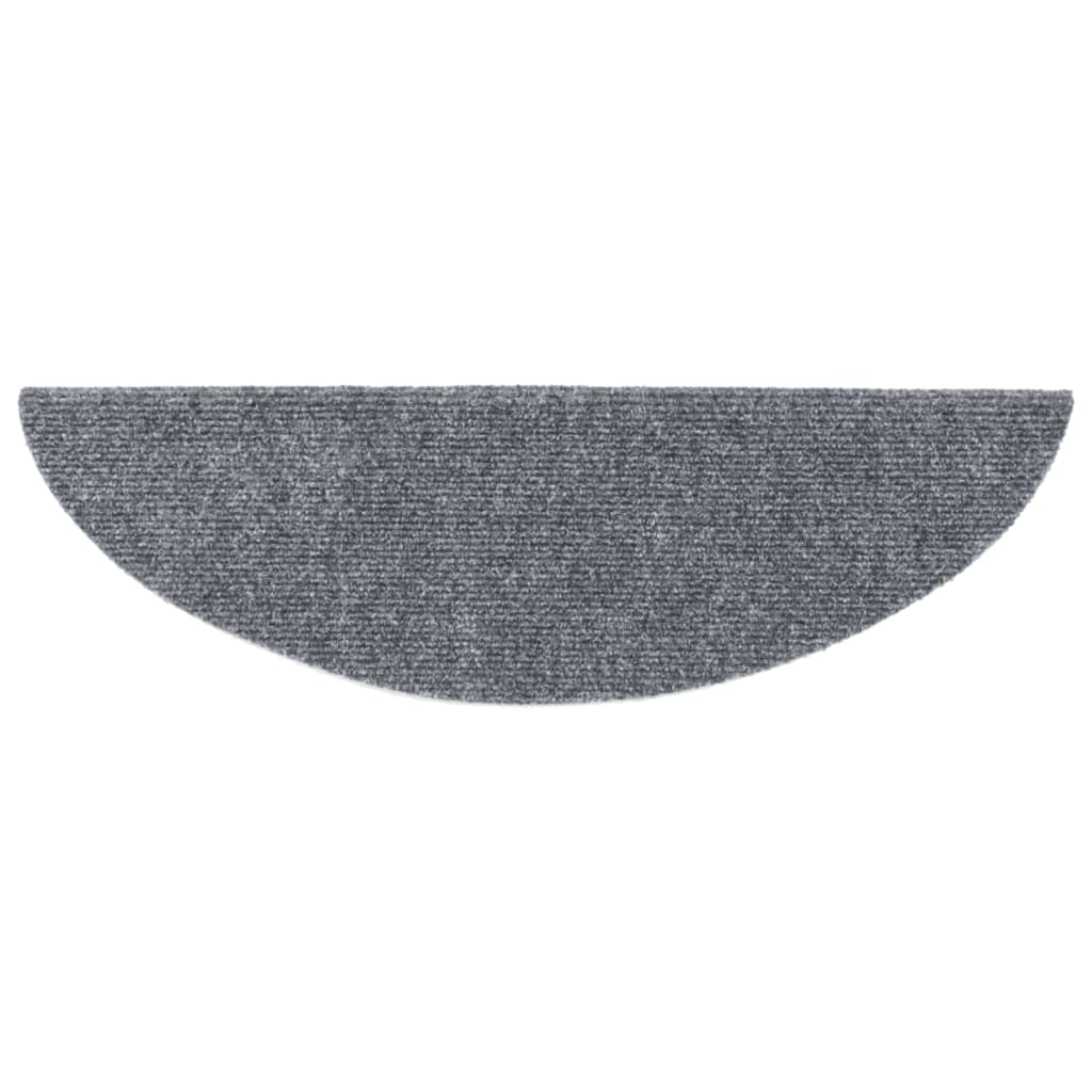 Tapetes de escada autoadesivos 15 peças 56x17x3 cm cinza claro semicircular