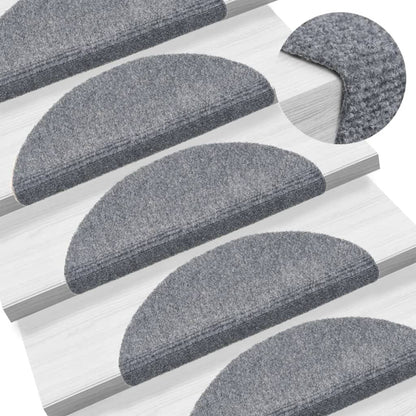 Tapetes de escada autoadesivos 15 peças 56x17x3 cm cinza claro semicircular