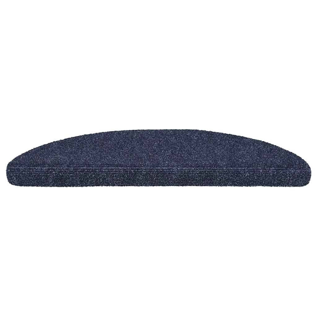 Tapetes de escada autoadesivos 15 peças 56x17x3 cm azul semicircular