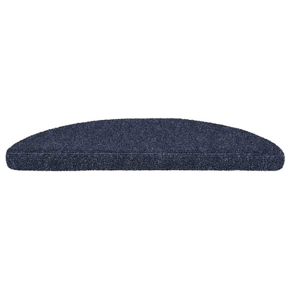 Tapetes de escada autoadesivos 15 peças 56x17x3 cm azul semicircular