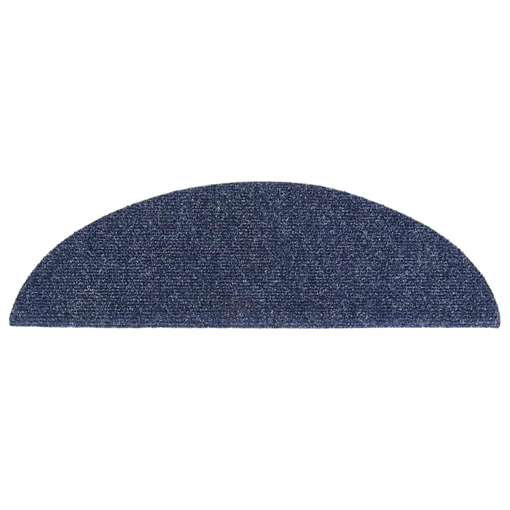 Tapetes de escada autoadesivos 15 peças 56x17x3 cm azul semicircular