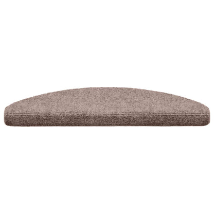 Tapetes de escada autoadesivos 15 peças 65x21x4 cm marrom claro meia-lua grande
