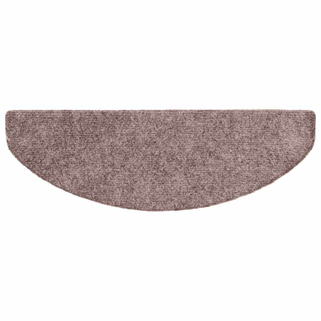 Tapetes de escada autoadesivos 15 peças 65x21x4 cm marrom claro meia-lua grande