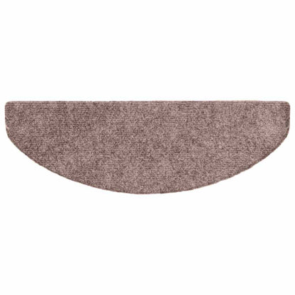 Tapetes de escada autoadesivos 15 peças 65x21x4 cm marrom claro meia-lua grande