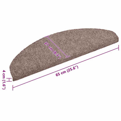 Tapetes de escada autoadesivos 15 peças 65x21x4 cm marrom claro meia-lua grande