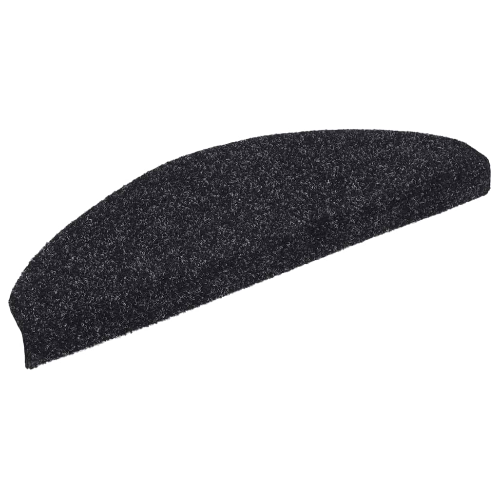 Tapetes de escada autoadesivos 15 peças 65x21x4 cm pretos semicirculares grandes