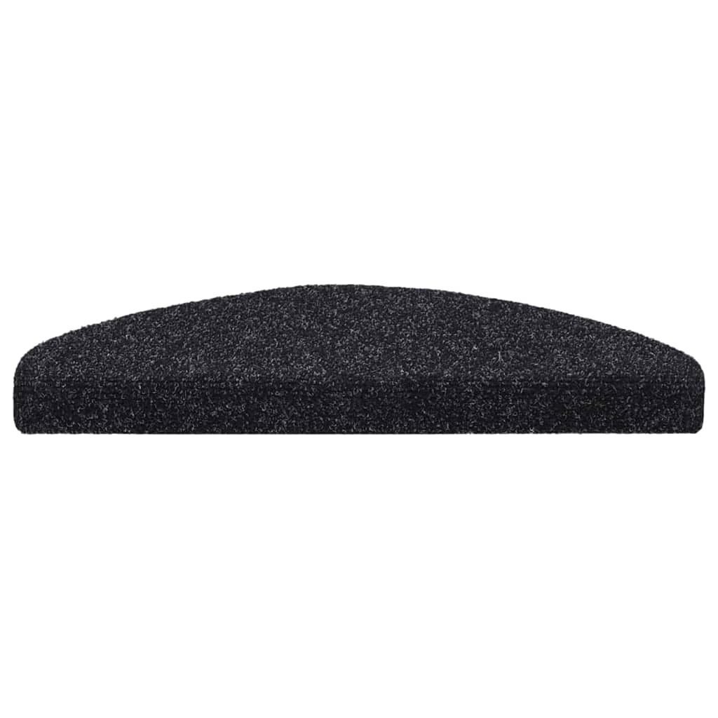 Tapetes de escada autoadesivos 15 peças 65x21x4 cm pretos semicirculares grandes