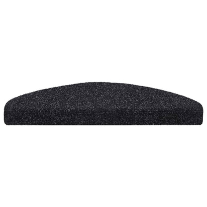 Tapetes de escada autoadesivos 15 peças 65x21x4 cm pretos semicirculares grandes