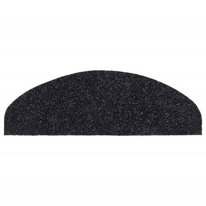 Tapetes de escada autoadesivos 15 peças 65x21x4 cm pretos semicirculares grandes