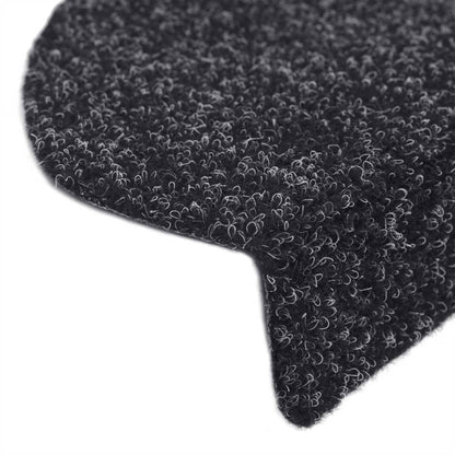 Tapetes de escada autoadesivos 15 peças 65x21x4 cm pretos semicirculares grandes