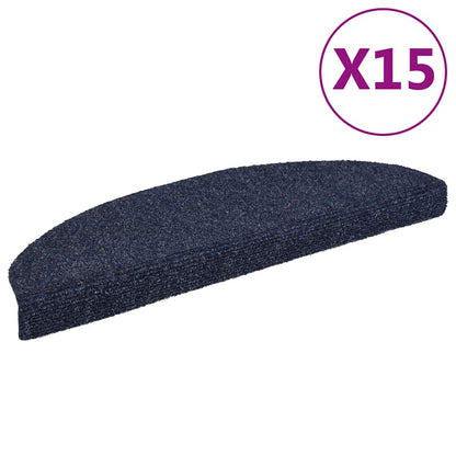 Tapetes de escada autoadesivos 15 peças 65x21x4 cm azul semicircular grande