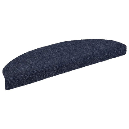 Tapetes de escada autoadesivos 15 peças 65x21x4 cm azul semicircular grande