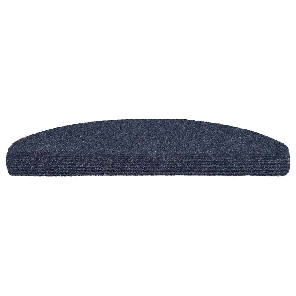 Tapetes de escada autoadesivos 15 peças 65x21x4 cm azul semicircular grande