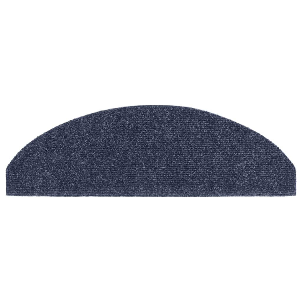 Tapetes de escada autoadesivos 15 peças 65x21x4 cm azul semicircular grande