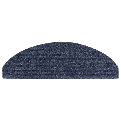 Tapetes de escada autoadesivos 15 peças 65x21x4 cm azul semicircular grande