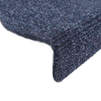 Tapetes de escada autoadesivos 15 peças 65x21x4 cm azul semicircular grande