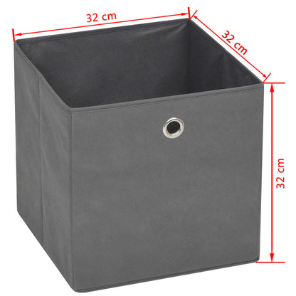 Caixas arrumação 4 pcs não-tecido (TNT) 32x32x32 cm cinzento