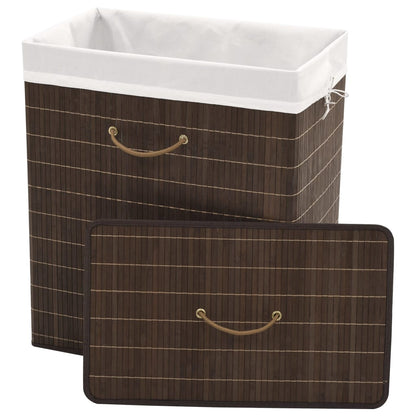 Cesto retangular para roupa suja bambu castanho escuro