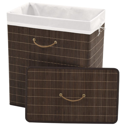 Cesto retangular para roupa suja bambu castanho escuro