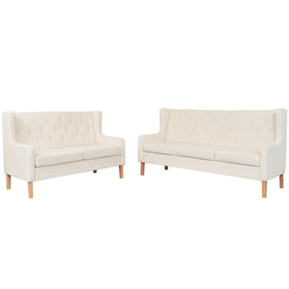 Conjunto de sofás 2 pcs tecido branco nata