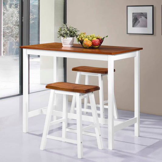 Conjunto mesa e bancos de bar 3 pcs madeira maciça