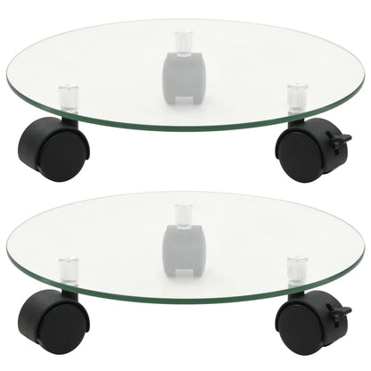 Bases com rodas p/ vasos 2 pcs vidro temperado 28 cm redondo