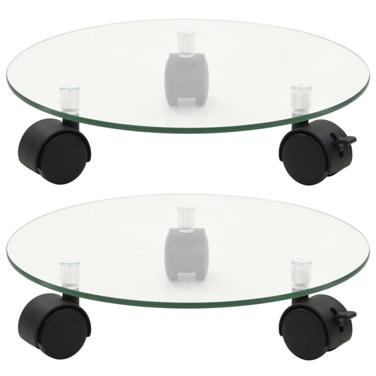 Bases com rodas p/ vasos 2 pcs vidro temperado 28 cm redondo