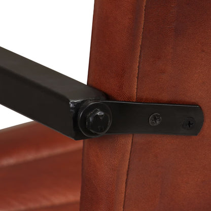 Cadeiras de jantar 2 pcs couro genuíno castanho