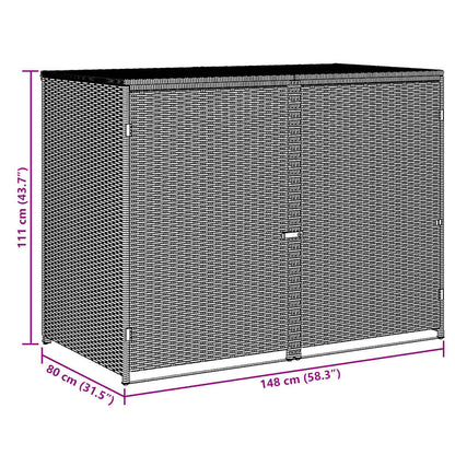 Unidade dupla arrumação caixotes lixo vime preto 148x80x111 cm