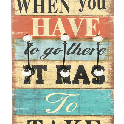 Bengaleiro de parede com 6 ganchos 120x40 cm HOME IS