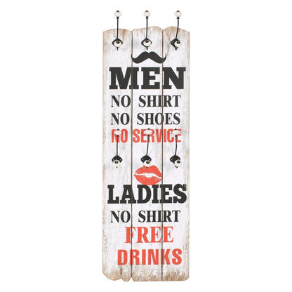 Bengaleiro de parede com 6 ganchos 120x40 cm MEN LADIES