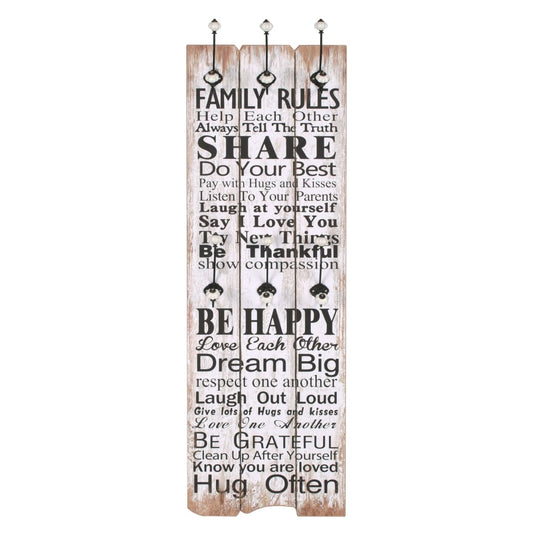 Bengaleiro de parede com 6 ganchos 120x40 cm FAMILY RULES