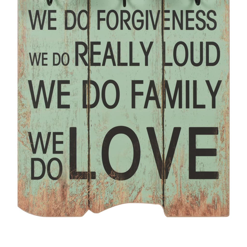 Bengaleiro de parede com 6 ganchos 120x40 cm HAPPY LOVE