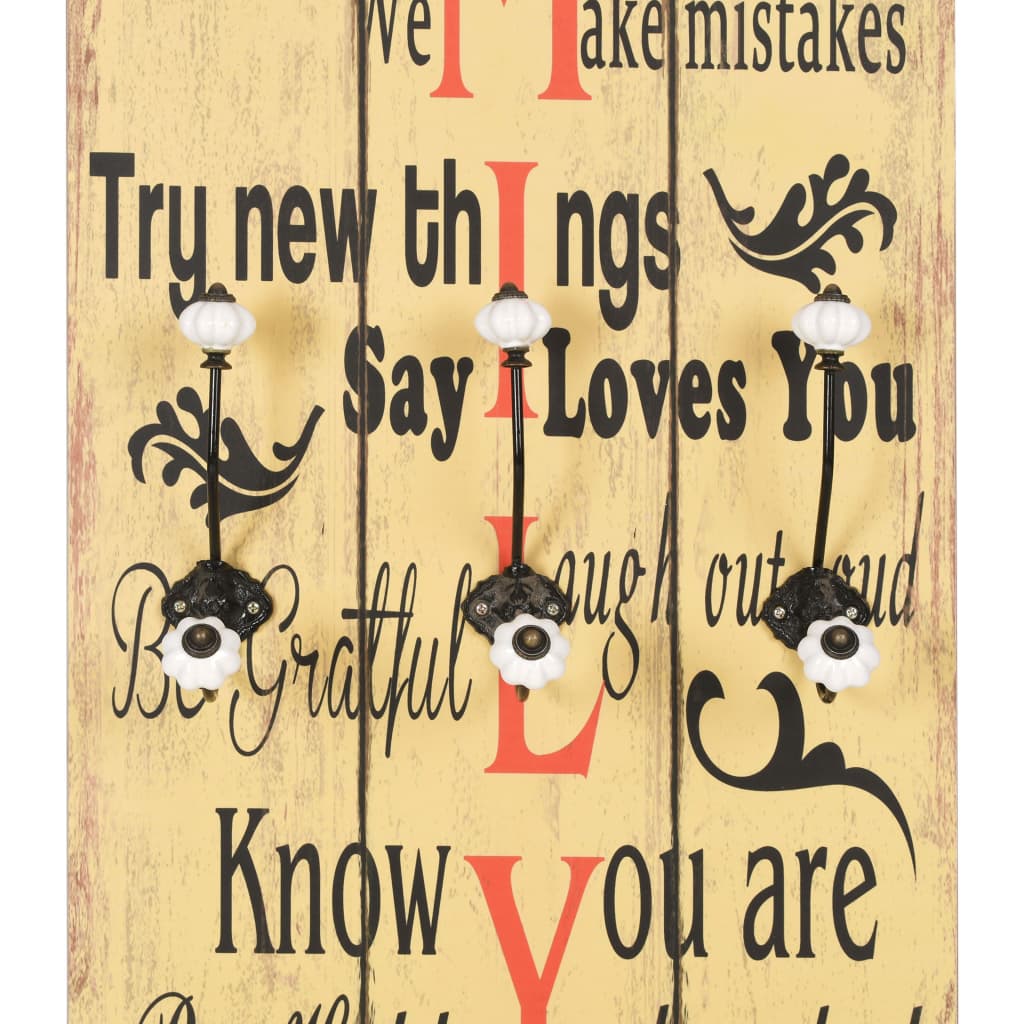 Bengaleiro de parede com 6 ganchos 120x40 cm FAMILY