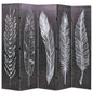 Biombo dobrável com estampa de penas 200x170 cm preto e branco