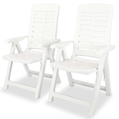 Cadeiras de jardim reclináveis 2 pcs plástico branco