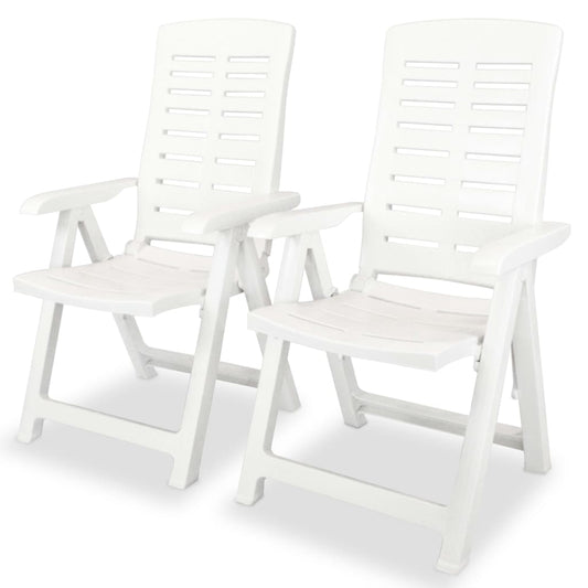 Cadeiras de jardim reclináveis 2 pcs plástico branco