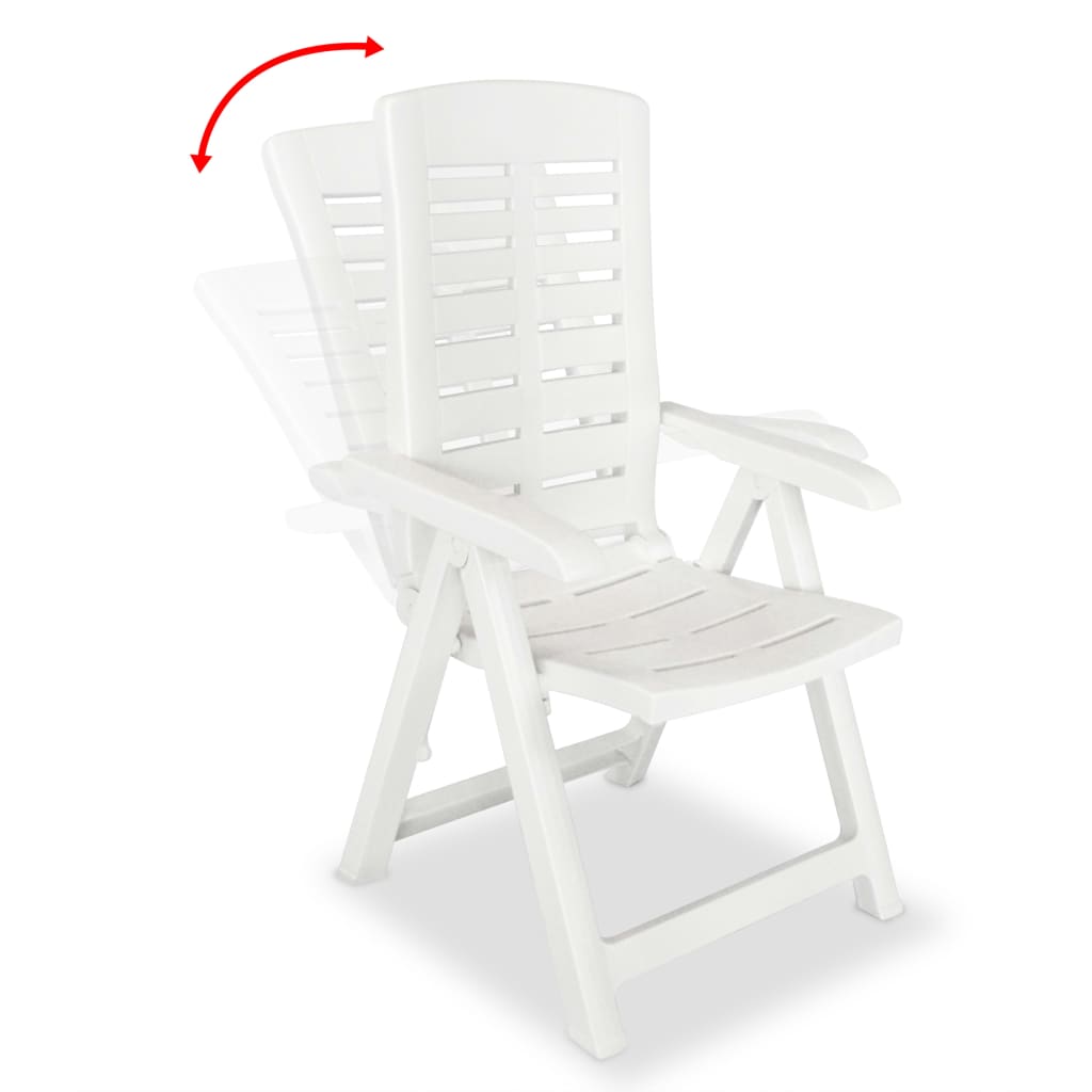 Cadeiras de jardim reclináveis 2 pcs plástico branco