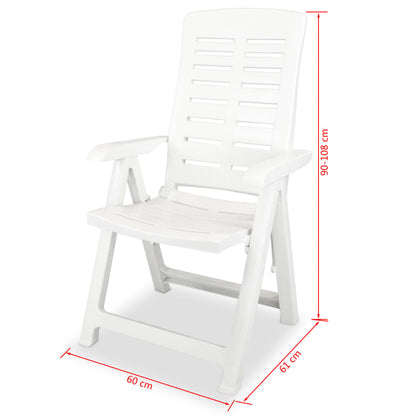 Cadeiras de jardim reclináveis 2 pcs plástico branco