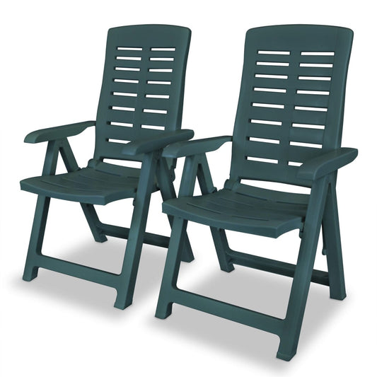 Cadeiras de jardim reclináveis 2 pcs plástico verde