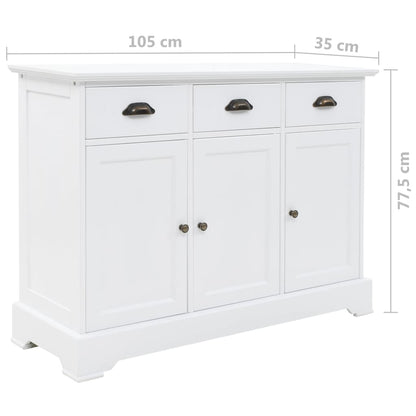 Aparador com 3 portas em MDF e madeira de pinho 105x35x77,5 cm