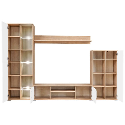 Unidade de parede para TV c/ luzes LED carvalho sonoma e branco