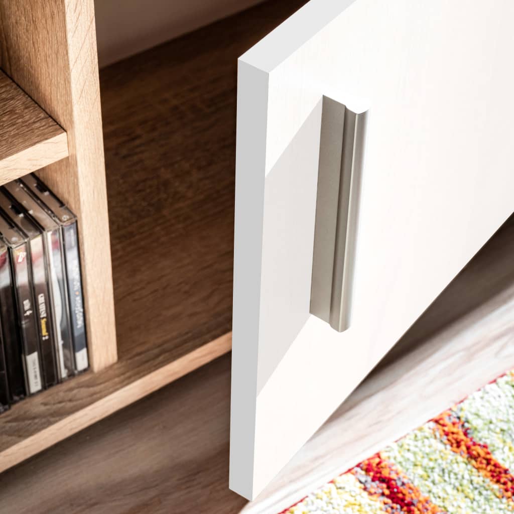 Unidade de parede para TV c/ luzes LED carvalho sonoma e branco