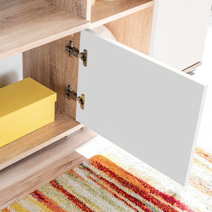 Unidade de parede para TV c/ luzes LED carvalho sonoma e branco