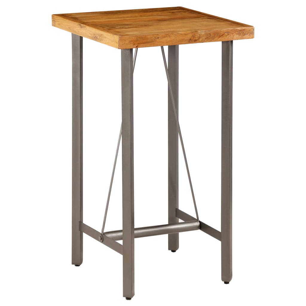 Mesa de bar em madeira de teca recuperada maciça 60x60x107 cm